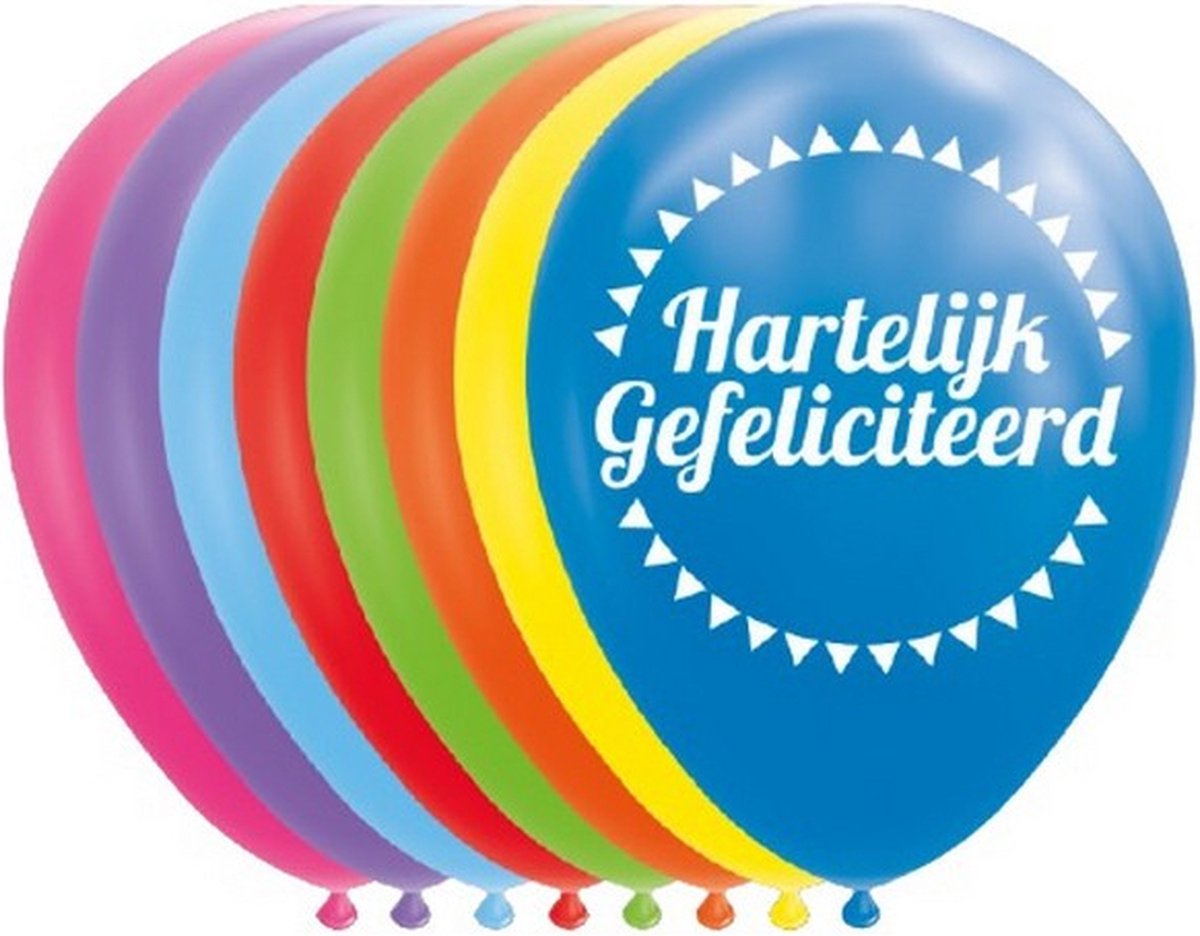 ballonnen hartelijk gefeliciteerd 12 cm latex 8 stuks