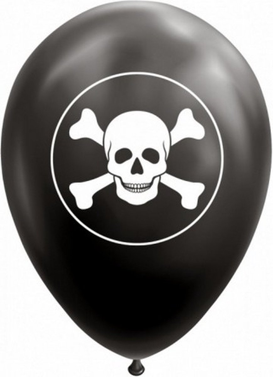 ballonnen skull 12 cm latex zwart 8 stuks