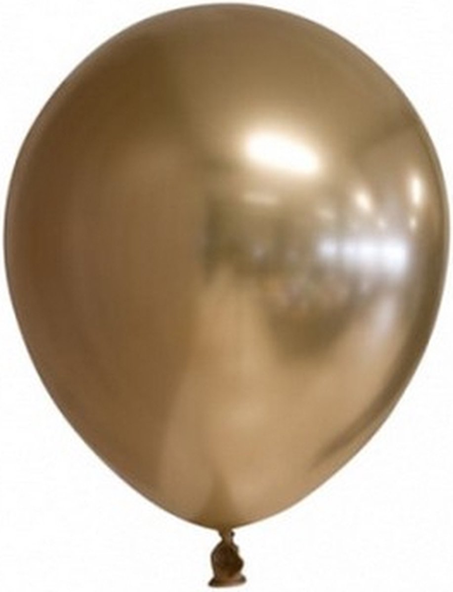 ballonspiegel chroom 13 cm latex goud 100 stuks