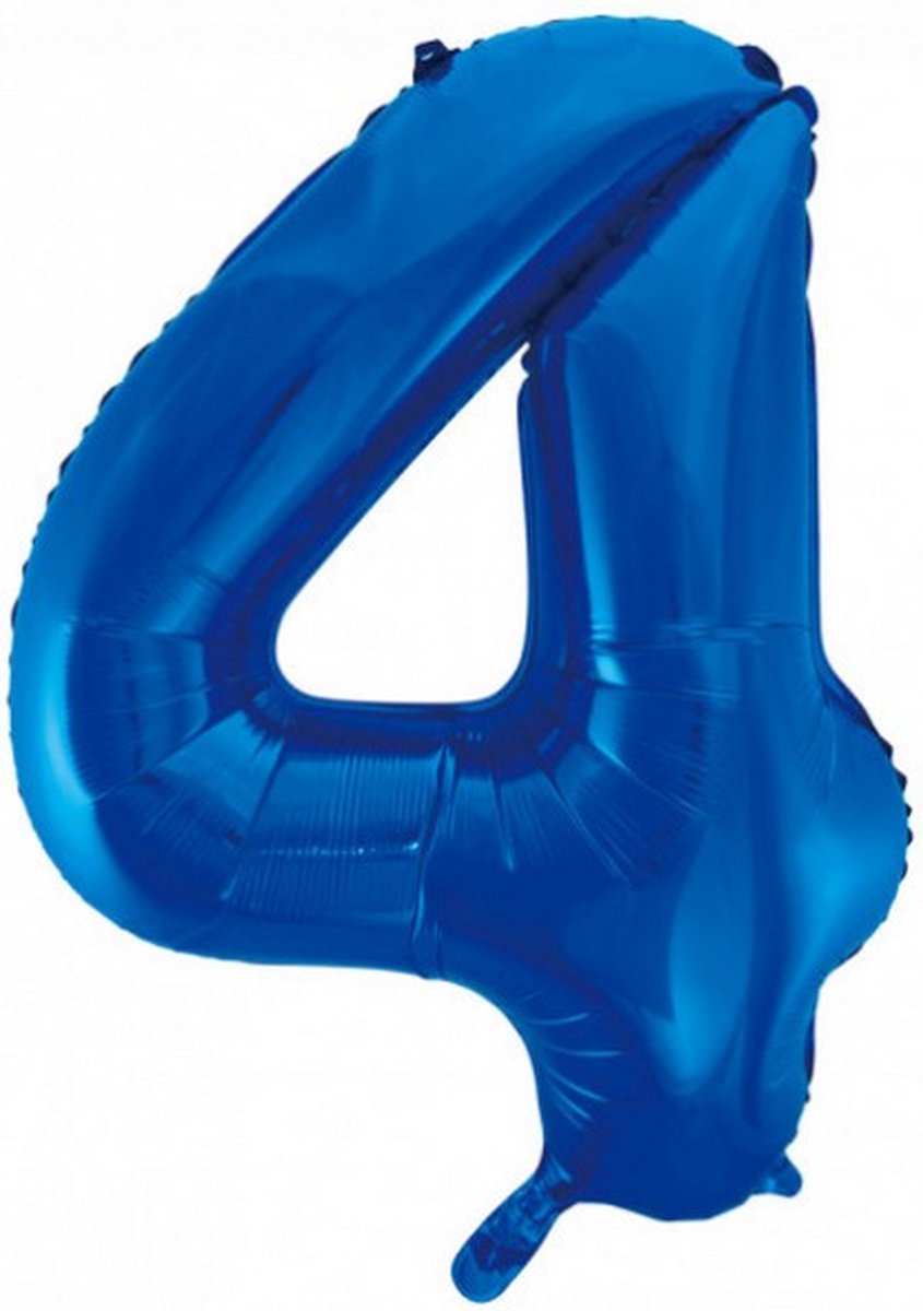 cijferballon 4 folie 86 cm blauw