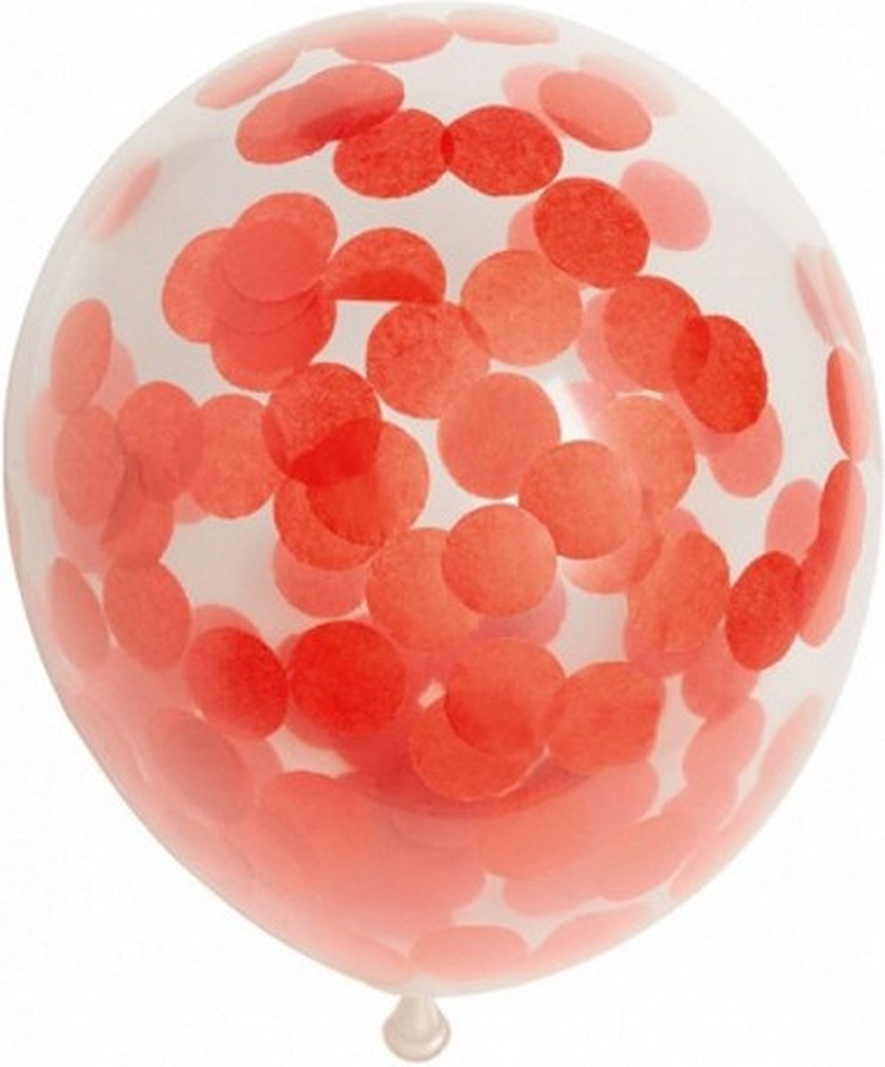 confettiballonnen 12 cm latex rood 6 stuks