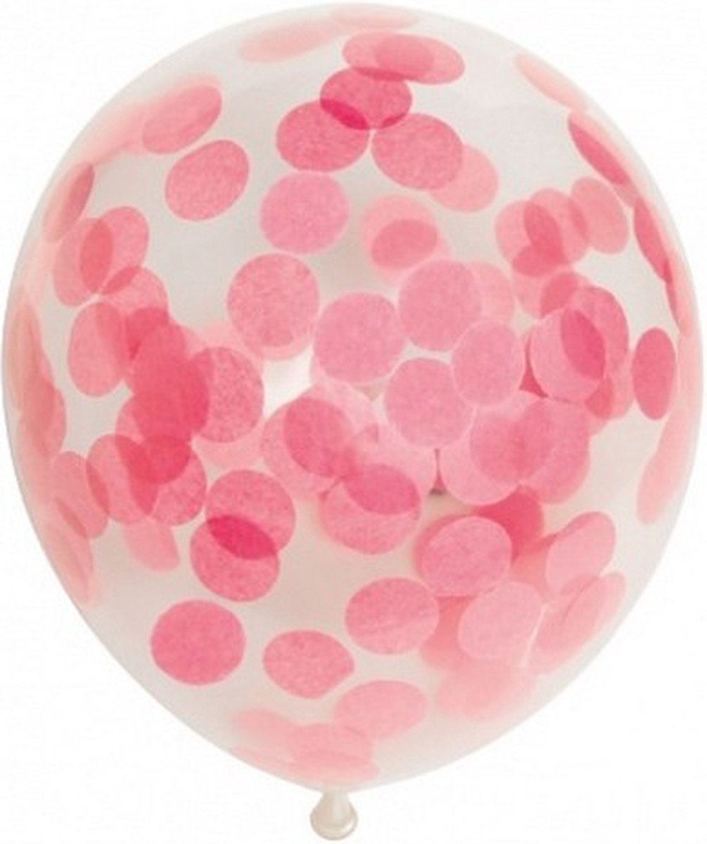 confettiballonnen 12 cm latex roze 6 stuks