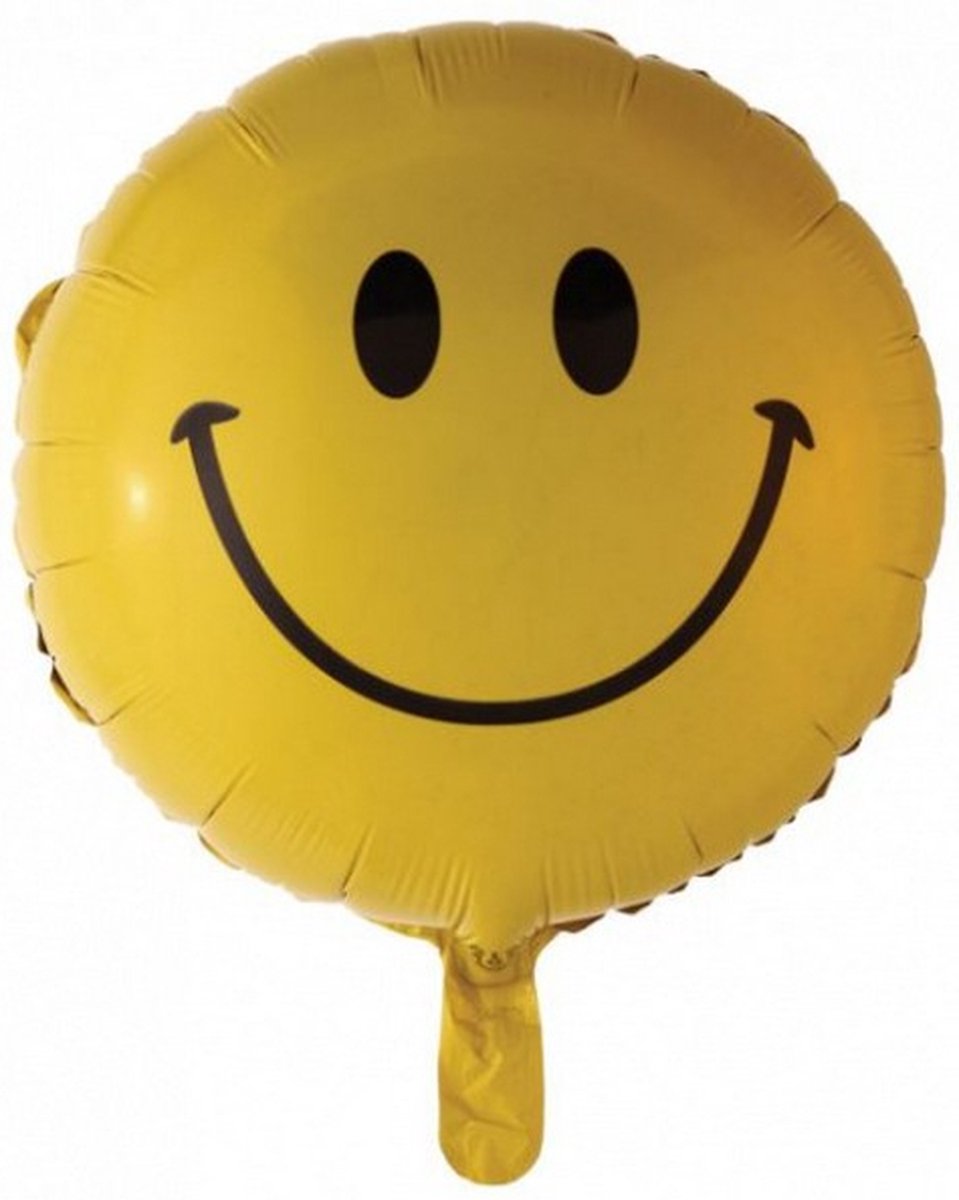 folieballon Smile 45,5 cm geel/zwart