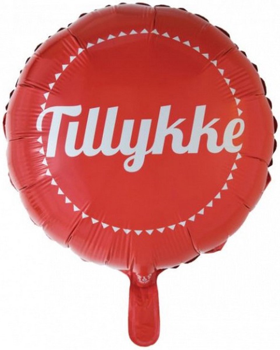 folieballon Tillykke 45,5 cm rood/wit