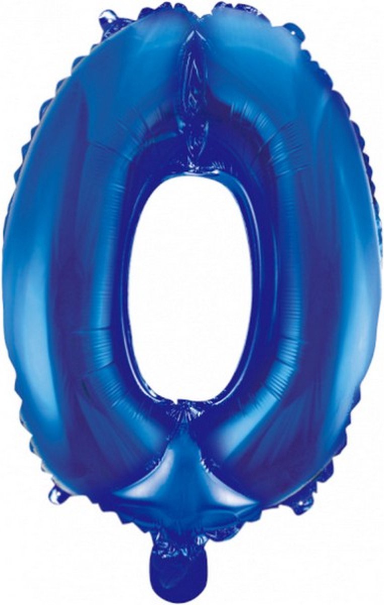 folieballon cijfer 0 41 cm blauw