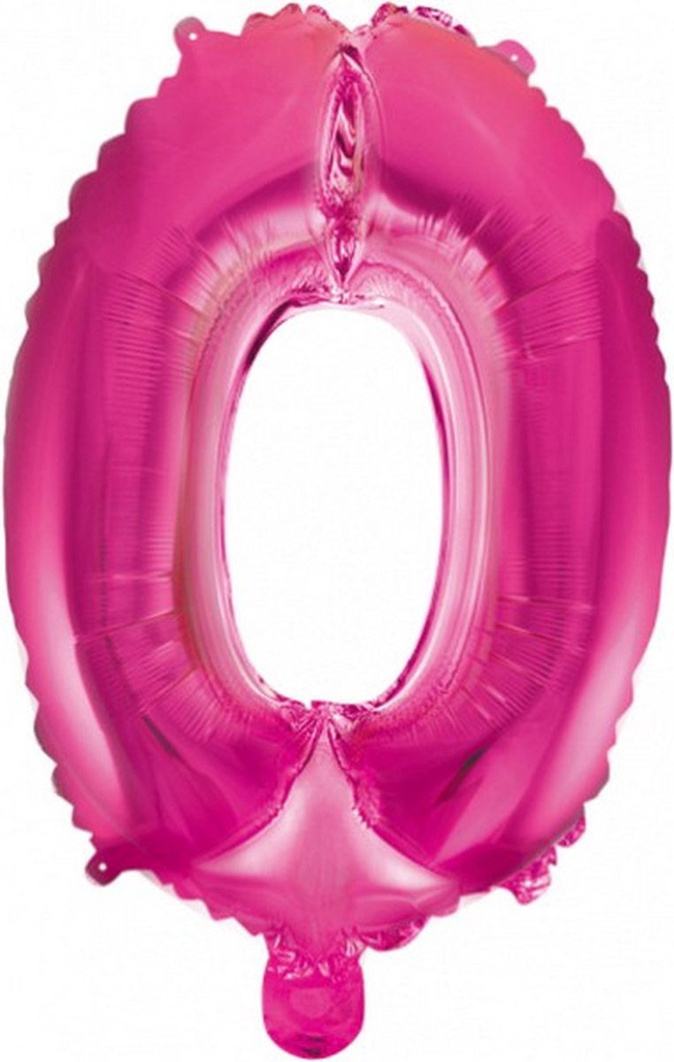 folieballon cijfer 0 41 cm roze