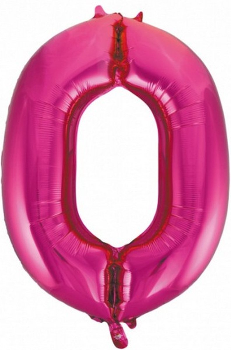 folieballon cijfer 0 roze 86 cm