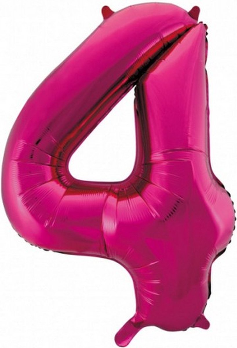 folieballon cijfer 4 roze 92 cm