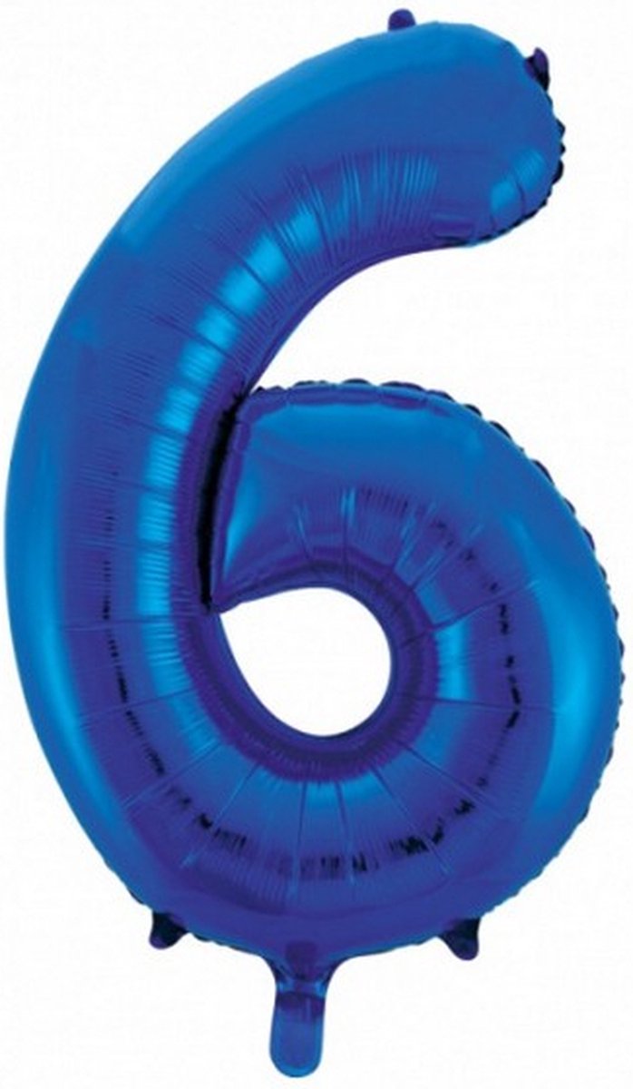 folieballon cijfer 6 blauw 86 cm