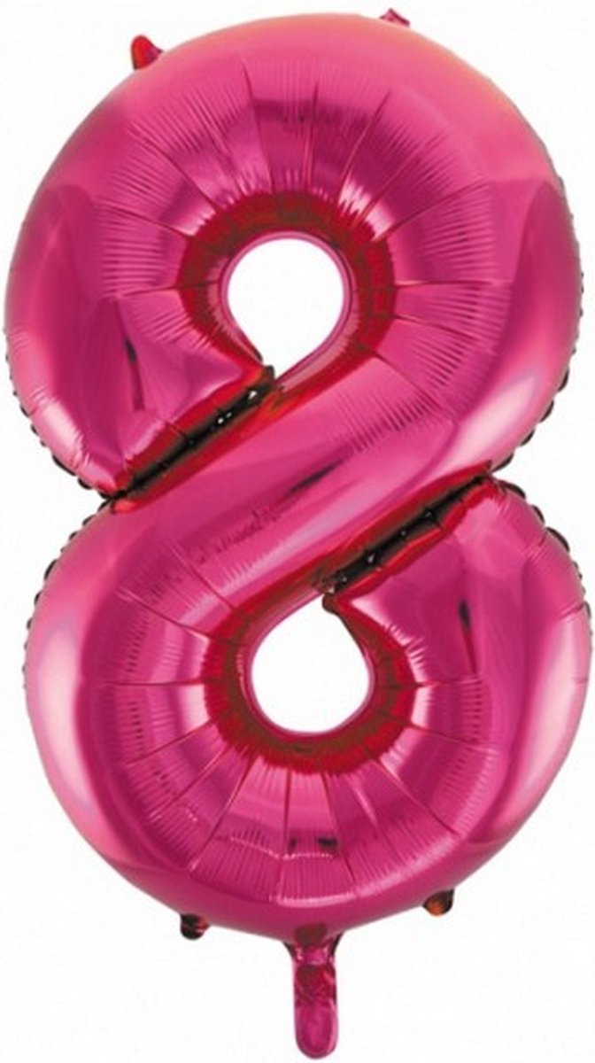 folieballon cijfer 8 roze 86 cm