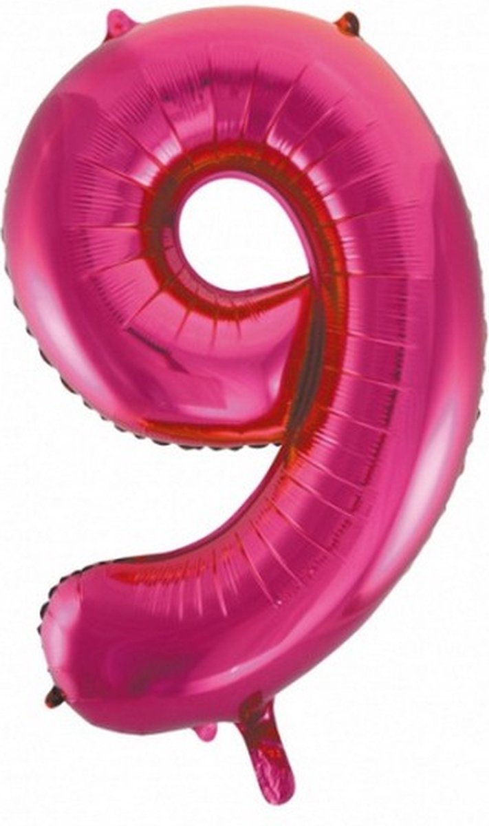 folieballon cijfer 9 roze 86 cm