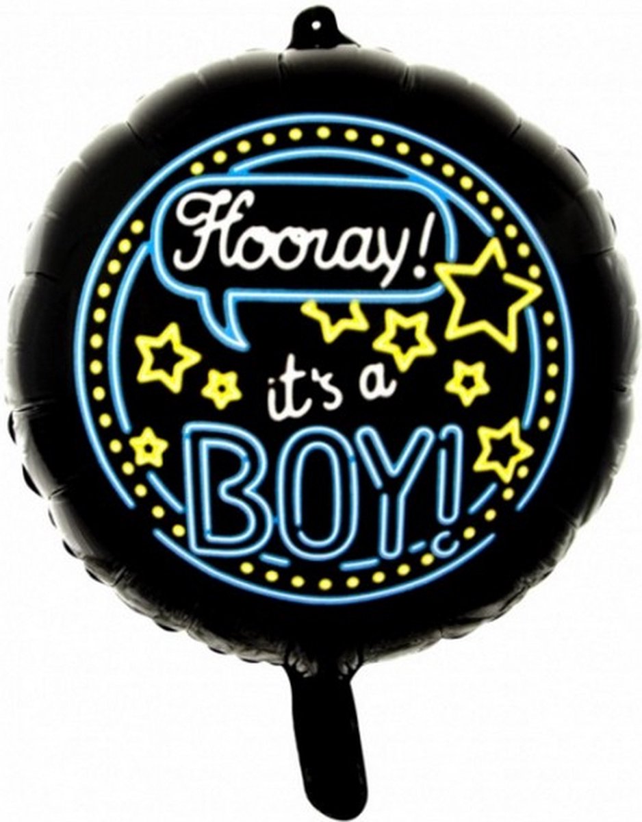 folieballon its a boy rond 46 cm zwart/blauw