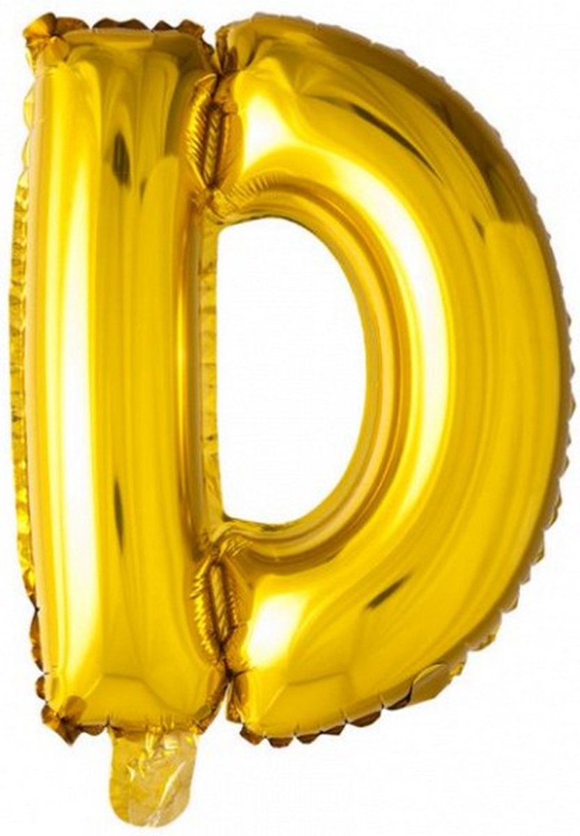 folieballon letter D 41 cm goud