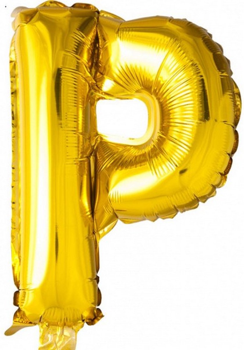 folieballon letter P 16 cm goud