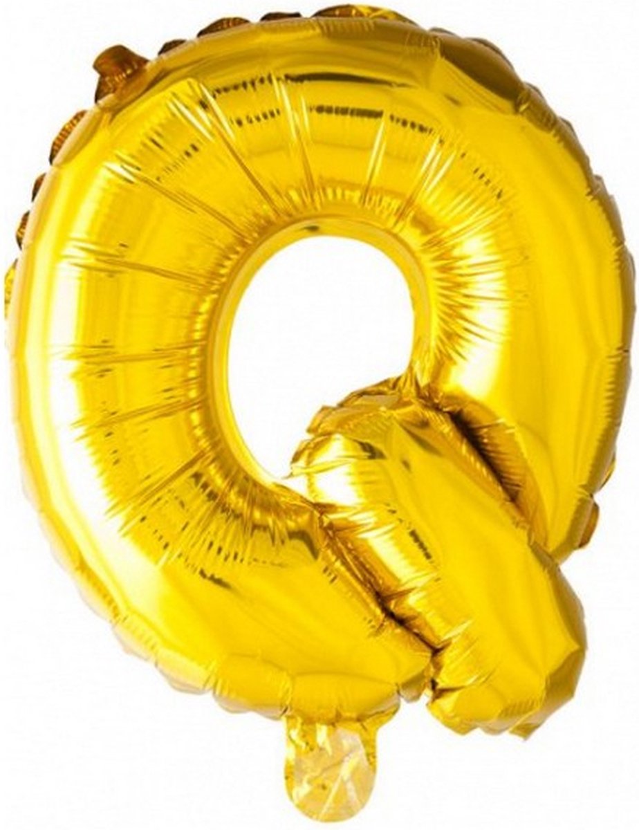 folieballon letter Q 16 cm goud