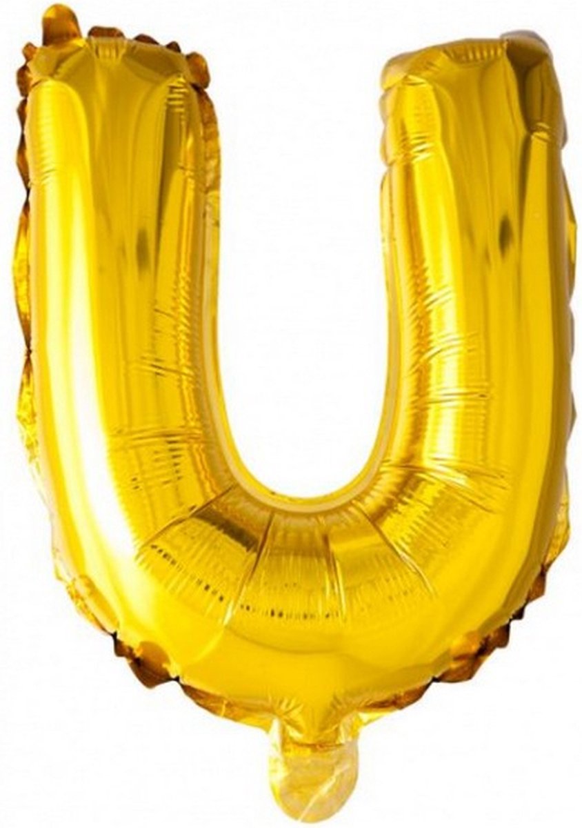 folieballon letter U 102 cm goud