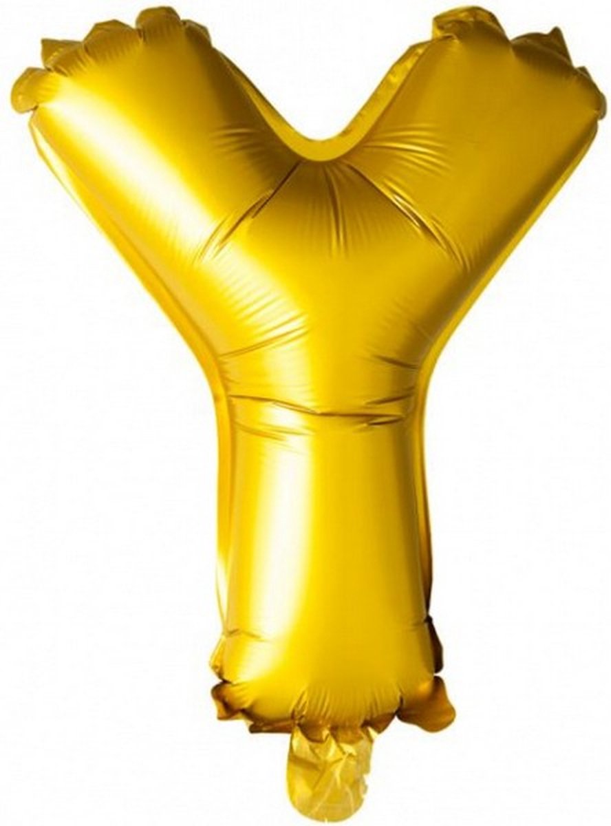 folieballon letter Y 16 cm goud