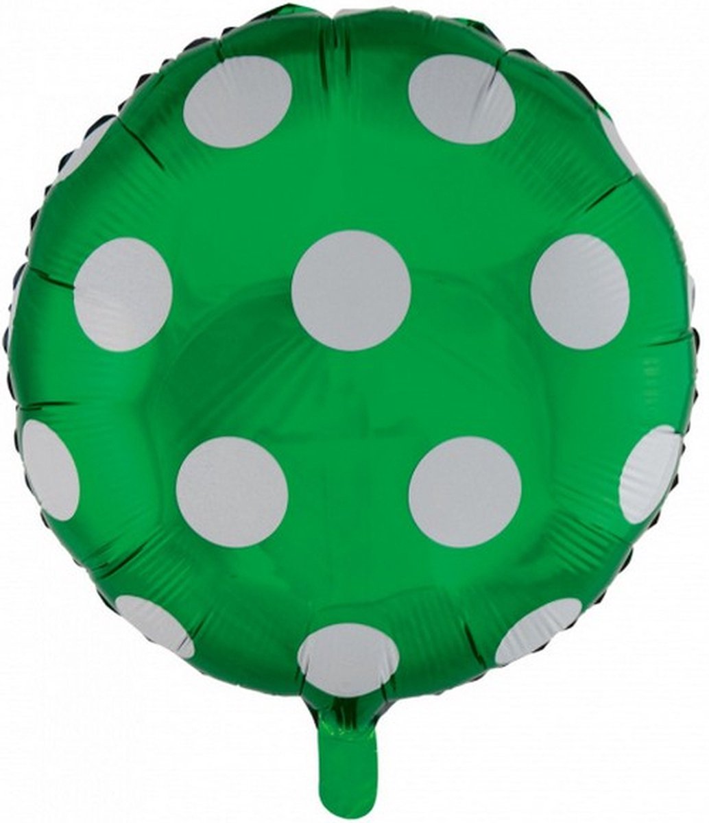 folieballon stippen 46 cm donkergroen/wit