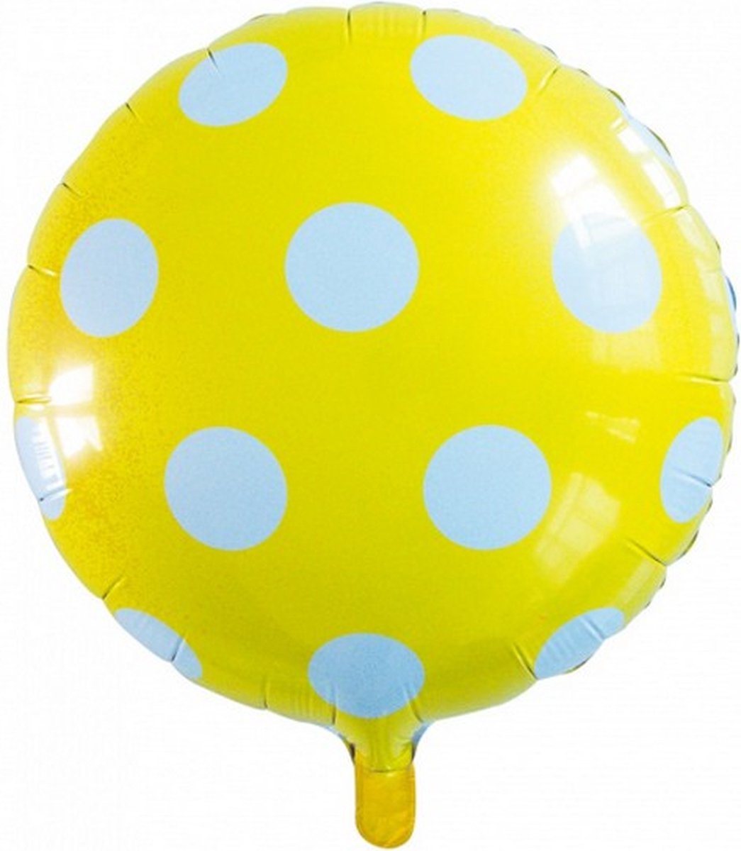 folieballon stippen 46 cm geel/wit