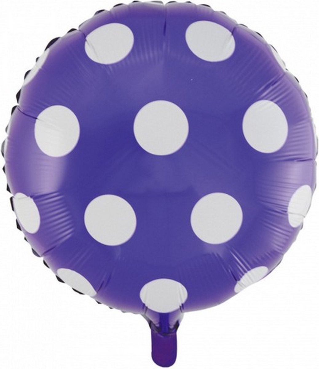 folieballon stippen 46 cm paars/wit