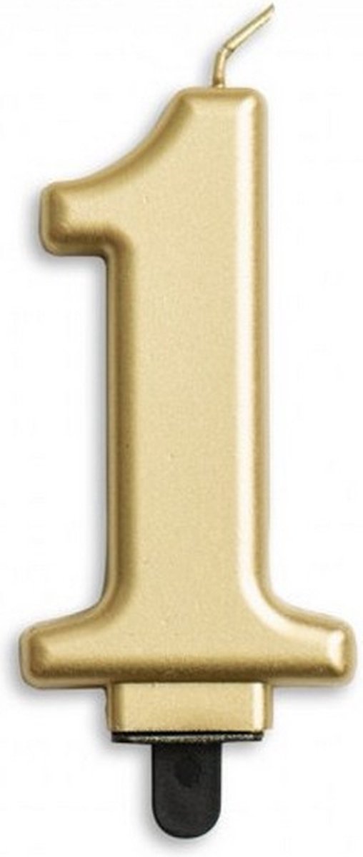 verjaardagskaars cijfer 1 wax 7,8 cm goud