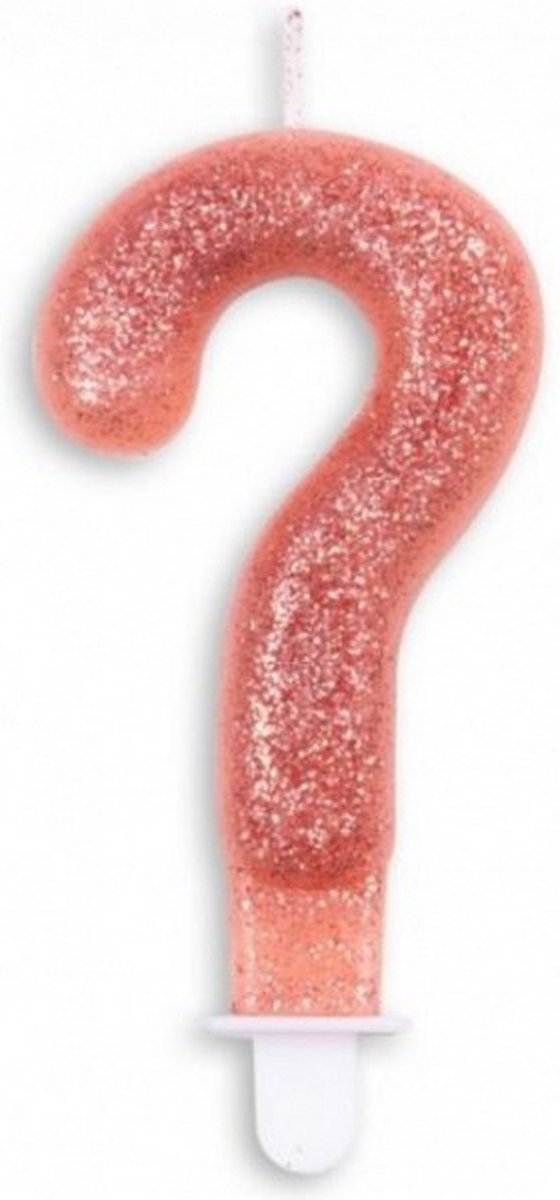 verjaardagskaars ? glitter 7 cm wax zalmroze