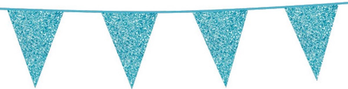 vlaggenlijn Bunting Glitter 6 meter papier blauw