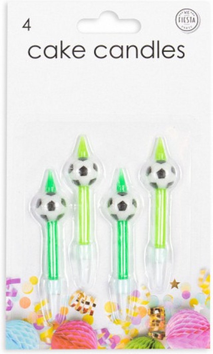 voetbalkaarsjes 5,9 cm wax groen 4 stuks