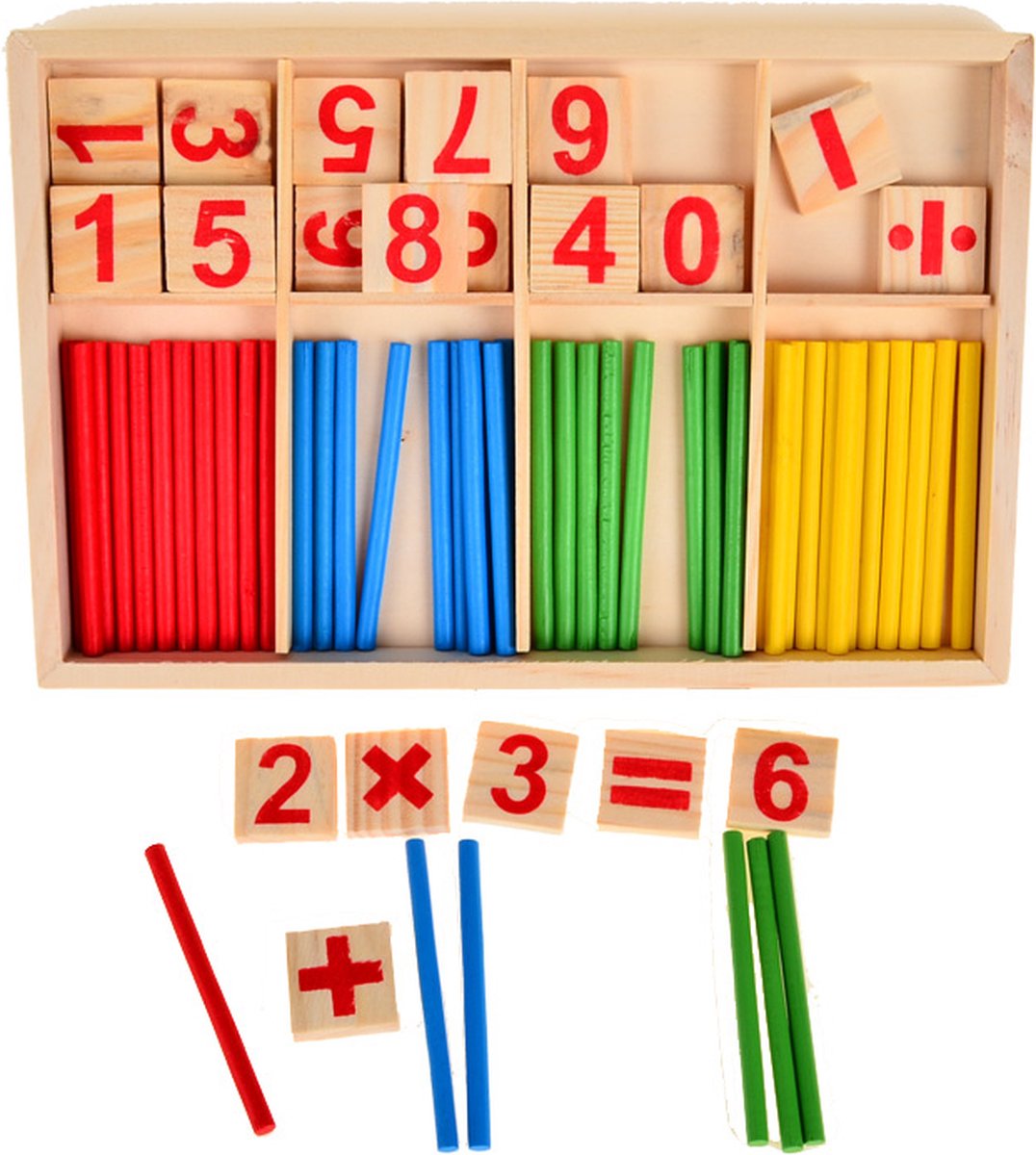 Telstokjes telraam + cijfers montessori educatieve set