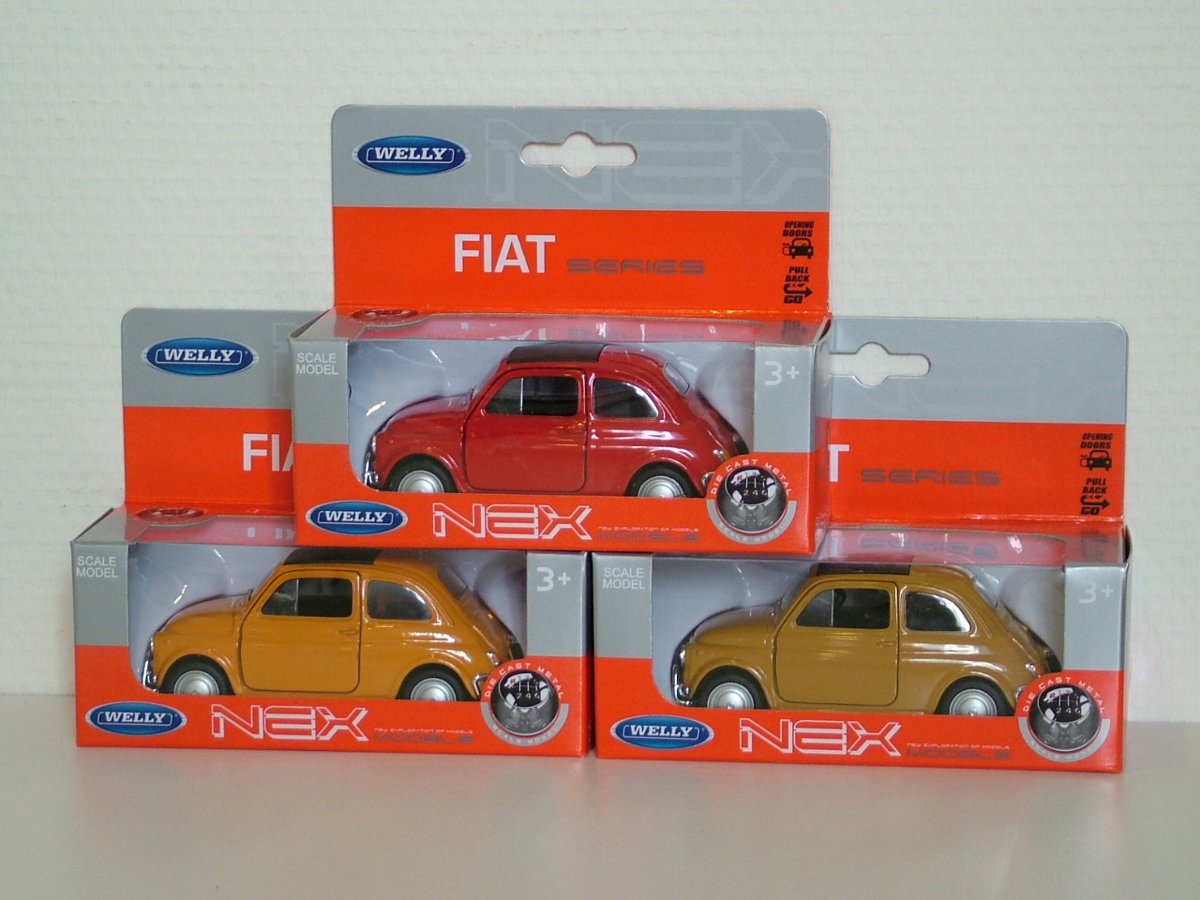 3 x Fiat 500 - Welly 1:34