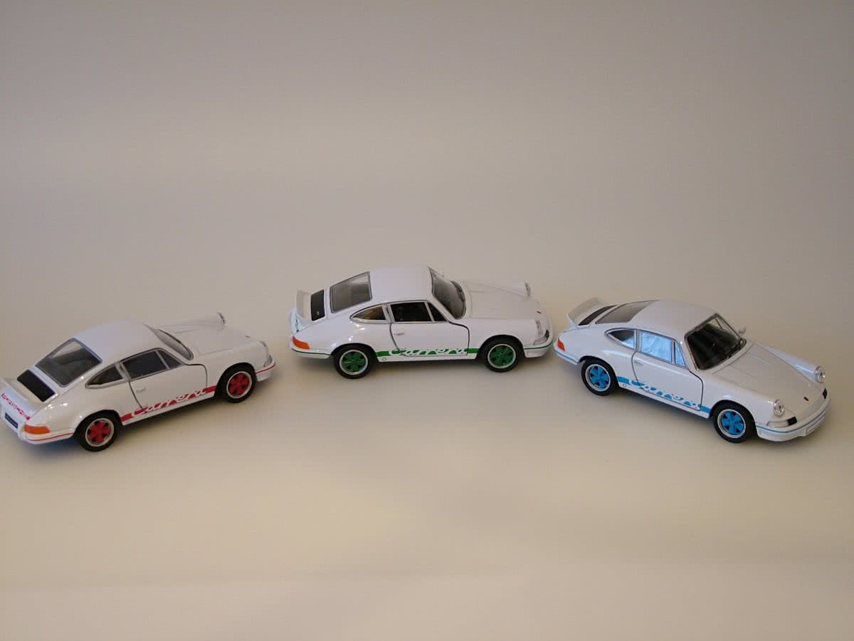 3 x Porsche 73 Carrera RS - Welly 1:34