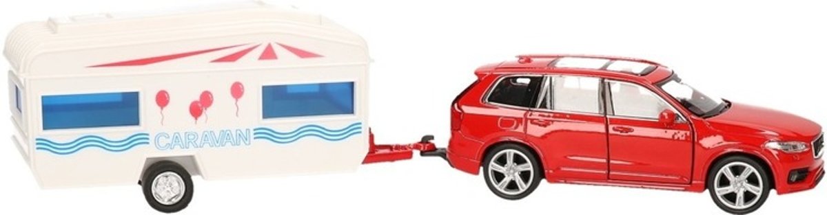 Volvo XC90 met caravan speelgoed modelauto 1:34