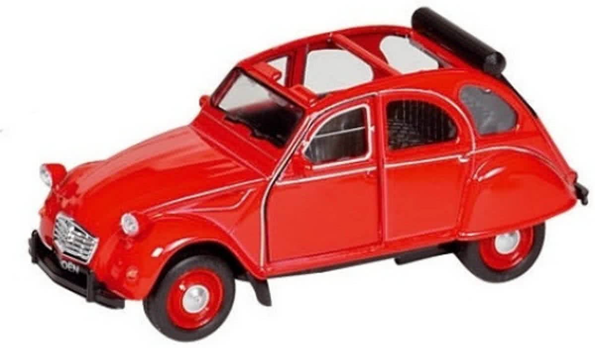 Welly Metalen Citro√´n 2CV cabrio 11,7 cm rood