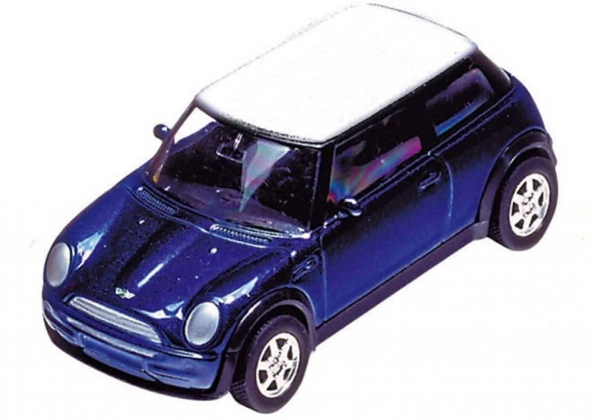 Welly Metalen mini cooper: blauw 7 cm