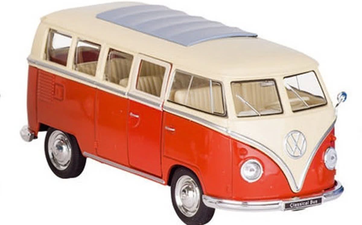 Welly Metalen volkswagen bus t1: rood 13,5 cm