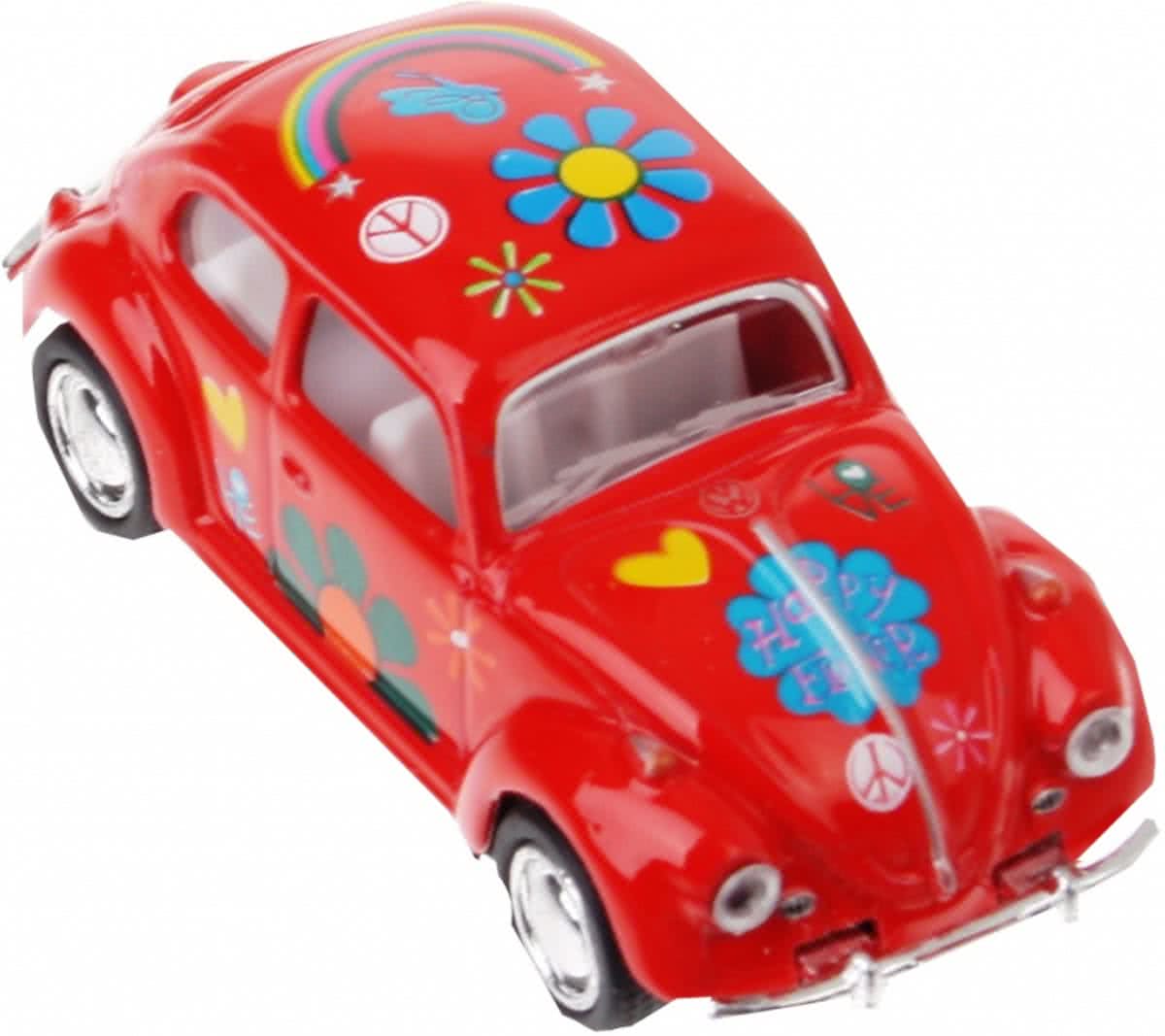 Welly Metalen volkswagen klassieke kever (1967): rood bloemen