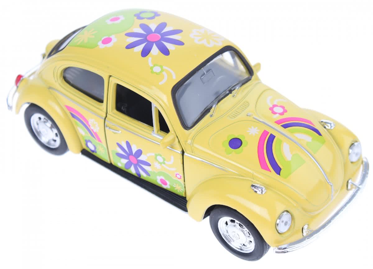 Welly Schaalmodel Volkswagen Beetle Flower Power Bloem Geel