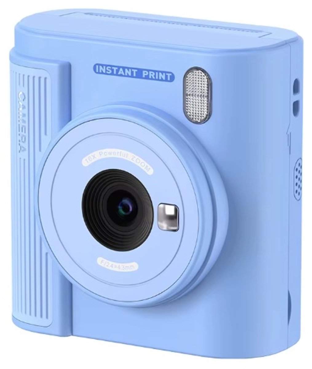   Kindercamera Speelgoed Zwart wit Fotos Printen Video 4 Games 4 rollen papier - Blauw