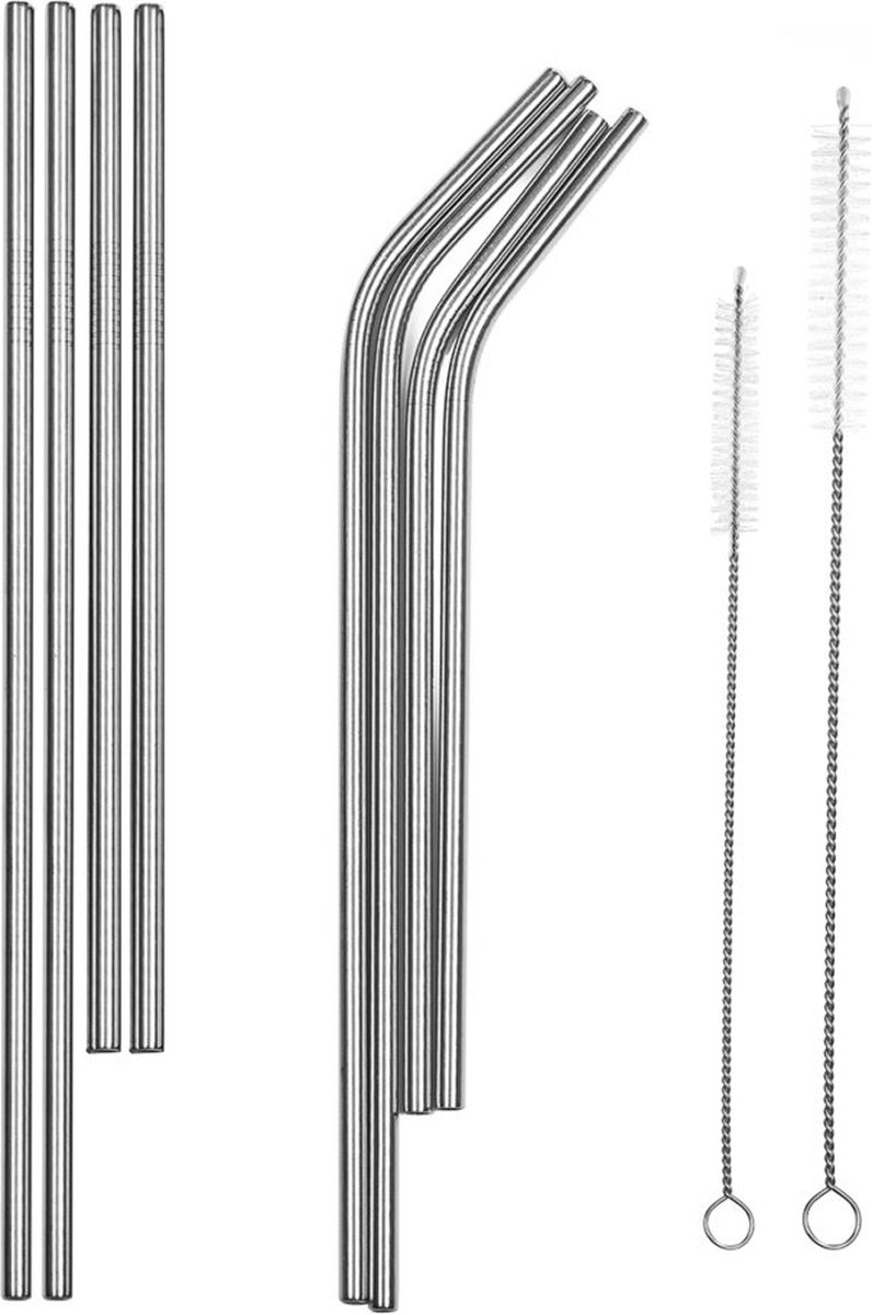 Set Van 8 Herbruikbare Roestvrijstalen  Rietjes En 2 Reinigingsborstels – Westinghouse