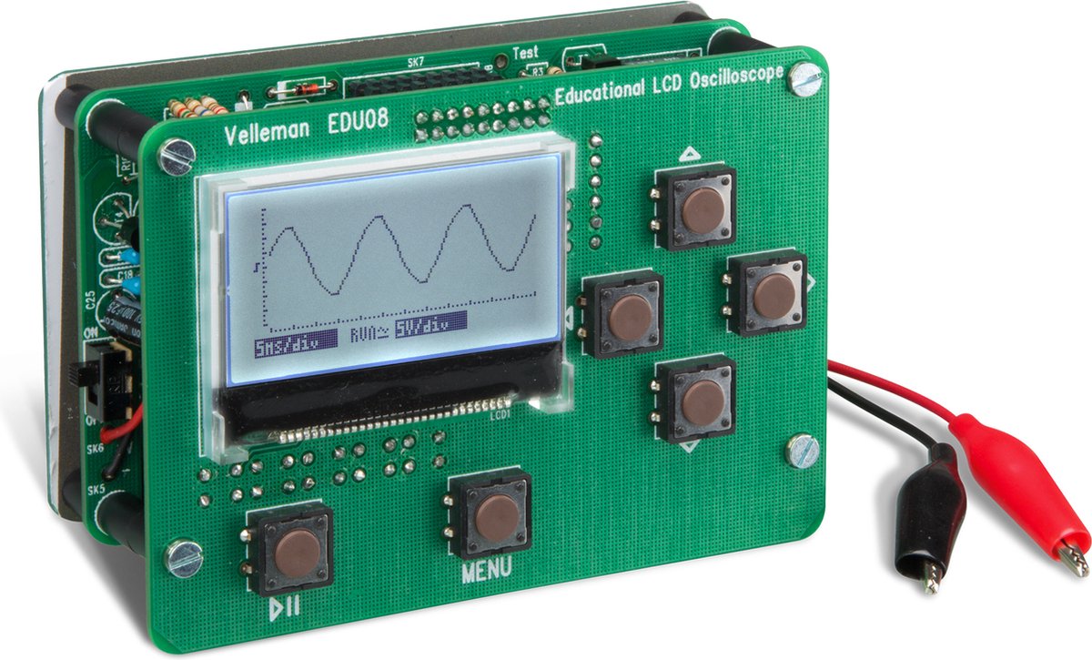 Whadda Educatieve LCD-Oscilloscoopkit - Signaalmarkeringen, Frequentieweergave, dB-metingen, True RMS-metingen - Educatieve Kit - Electronica Kit - Soldeerkit