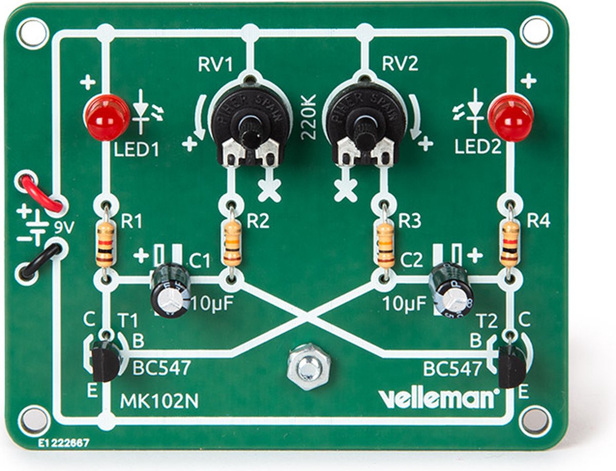 Whadda Educatieve Soldeerkit Met Knipperende LEDs - Educatieve Printplaat - Electronica Kit - Solderen Voor Beginners