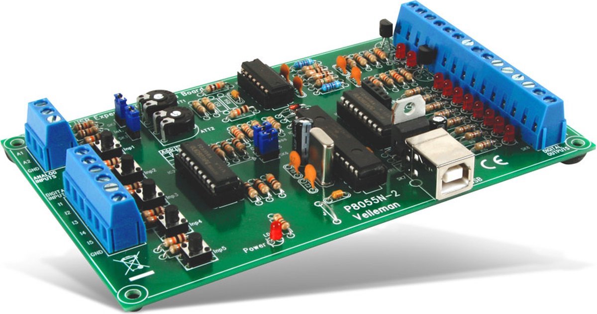 Whadda USB Experimenteer Interfacekaart Met 5 Digitale Ingangskanalen en 8 Digitale Uitgangskanalen - Soldeerkit - Velleman - Kit