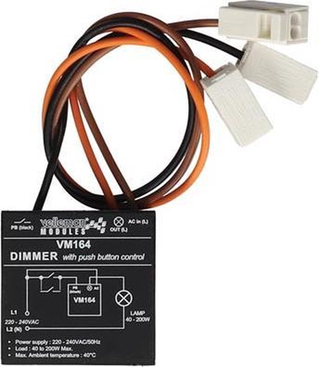 Whadda Miniatuurdimmer 40-200w 40 X 40 X 20 Mm Zwart