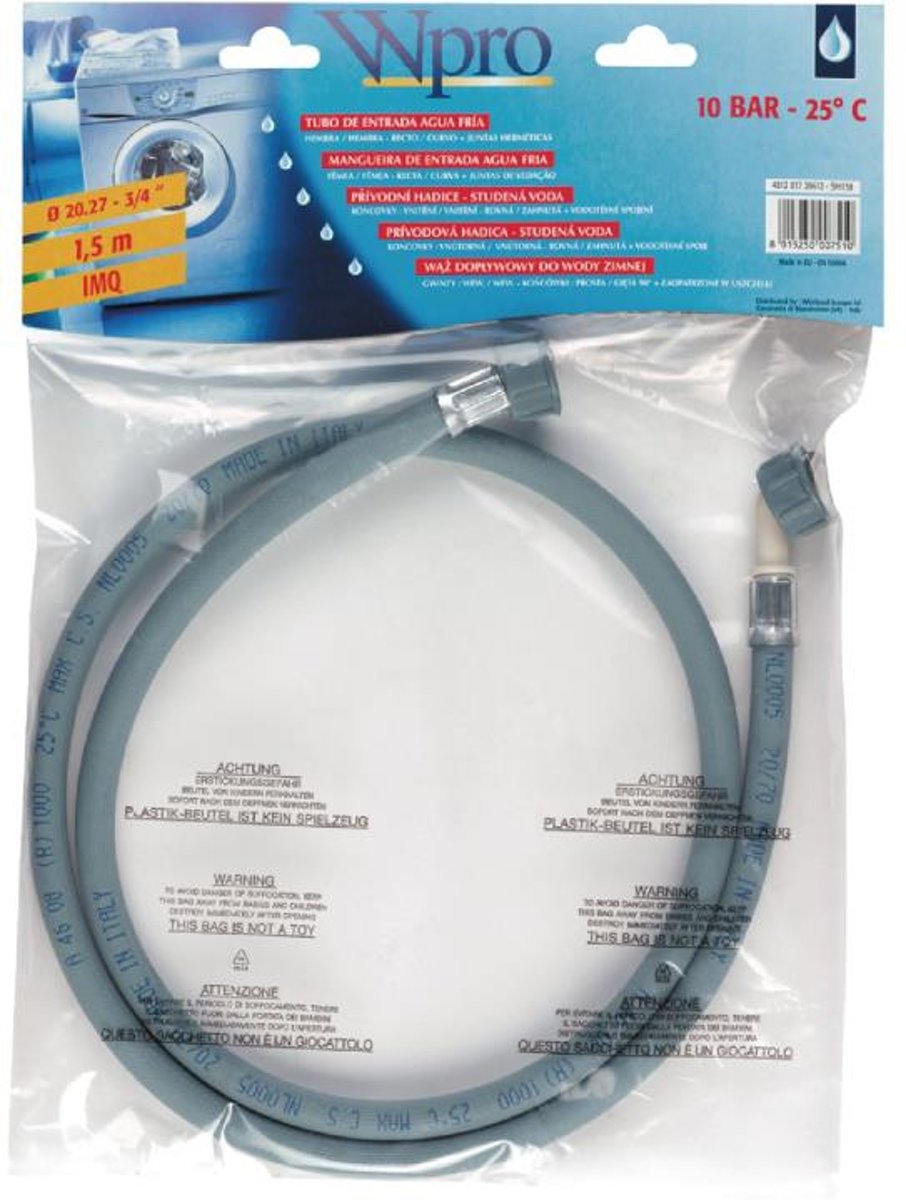 Inlet Hose 3/4 Straight - 3/4 Angled 10 bar 25 °C 3.50 m