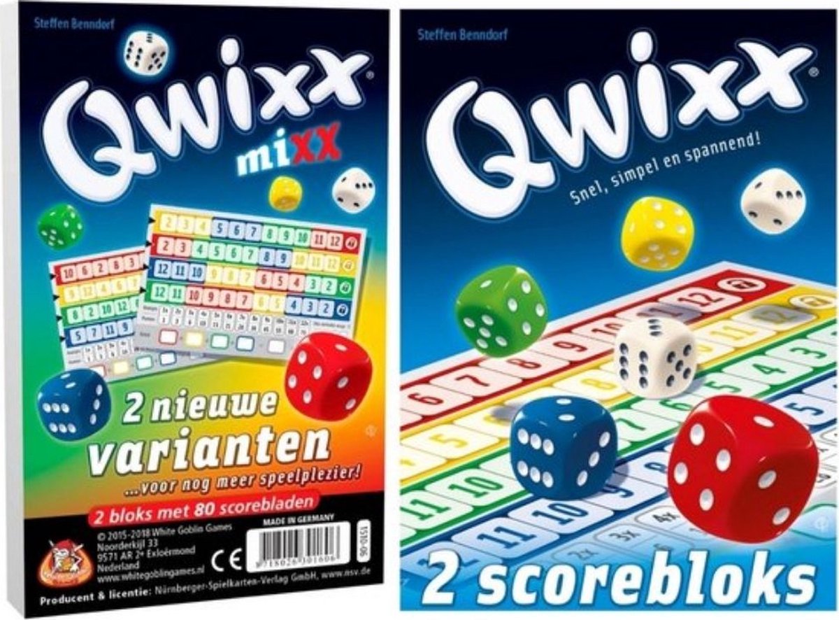 Spellenbundel - 2 stuks - Dobbelspel - Qwixx Mixx & 2 extra scoreblocks