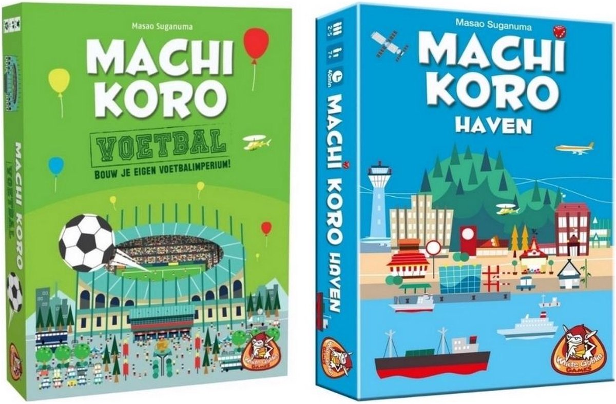 Spellenbundel - 2 stuks - Machi Koro - Haven Uitbreiding ( Basisspel niet inbegrepen) & Voetbal editie