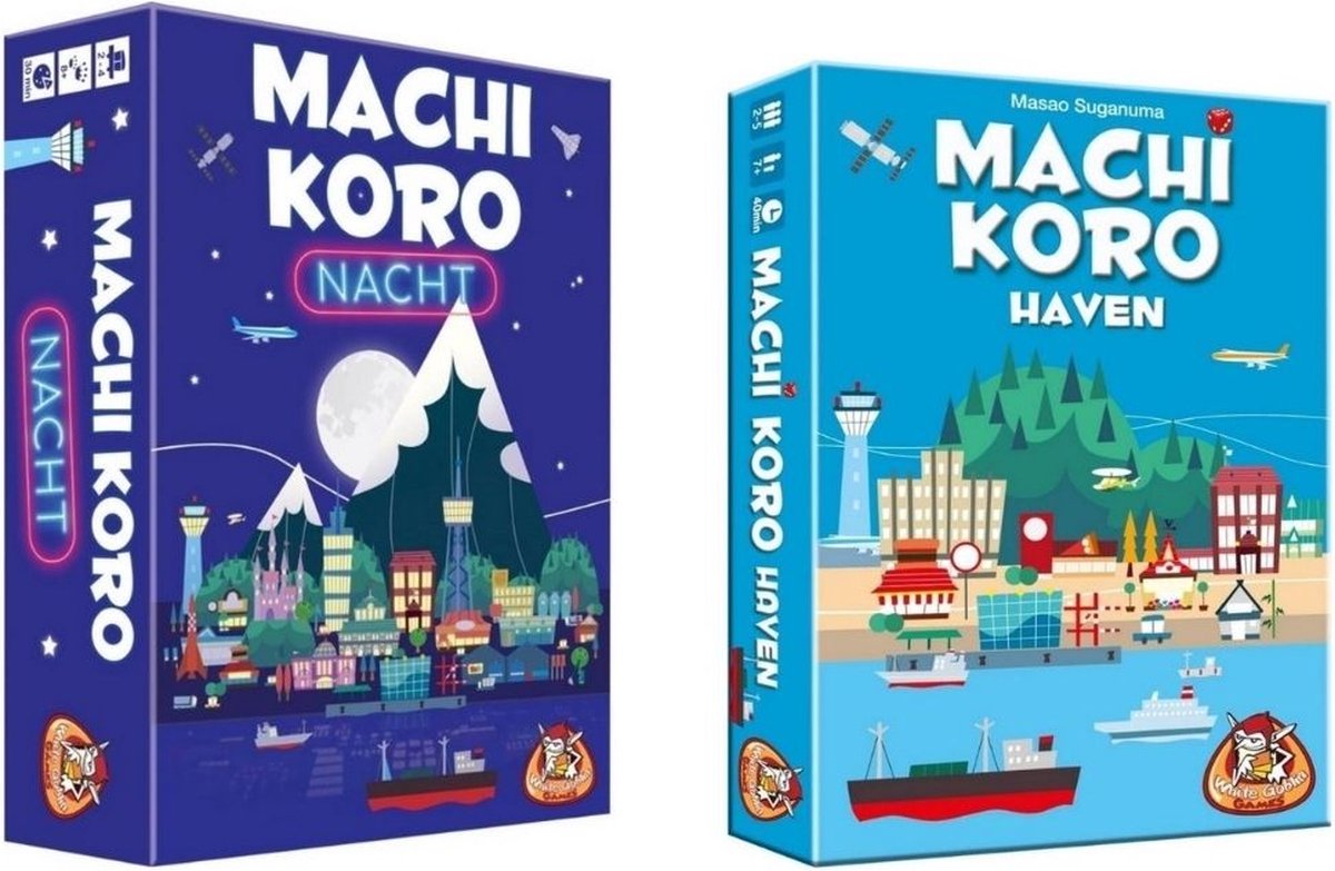 Spellenbundel - 2 stuks - Machi Koro - Haven Uitbreiding (Basisspel niet inbegrepen) & Nacht editie