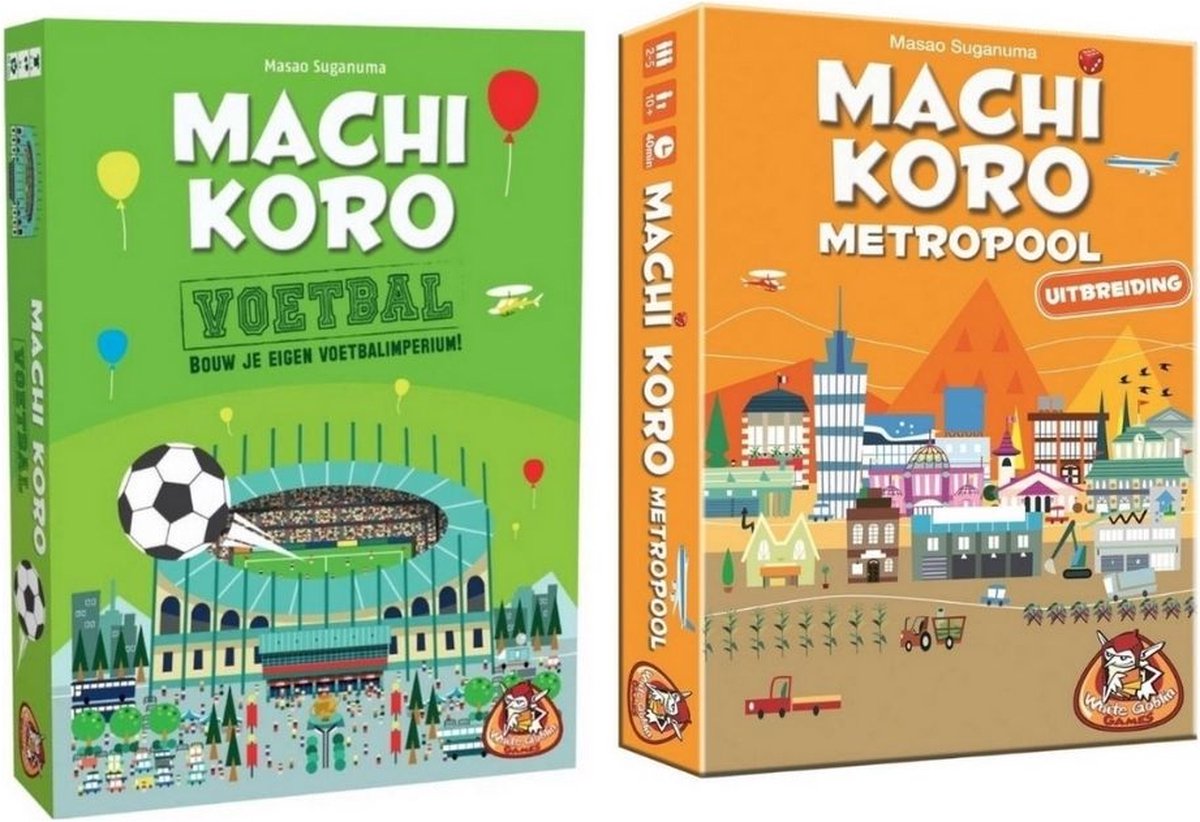 Spellenbundel - 2 stuks - Machi Koro - Voetbal editie & Metropool (Basisspel niet inbegrepen)