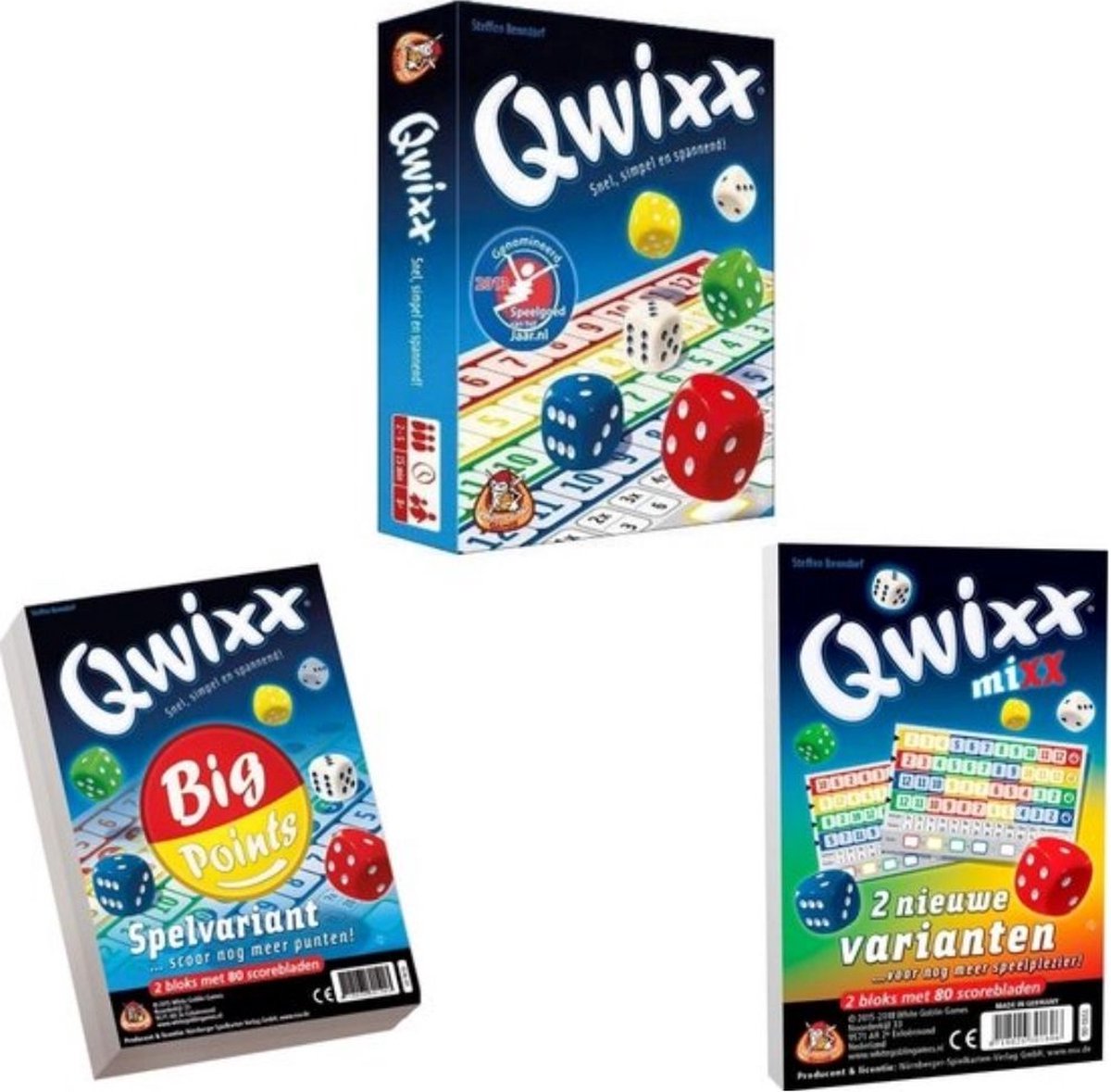 Spellenbundel - 3 stuks - Dobbelspel - Qwixx & Qwixx Big Points & Qwixx Mixx