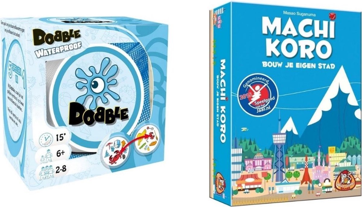 Spellenbundel - Kaartspel - 2 stuks - Dobble Beach Waterproof & Machi Koro Basisspel